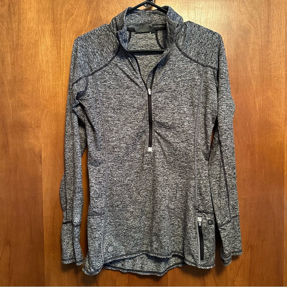 Athleta‎ Quarter Zip Sweatshirt Long Sleeve Reflective Gray Small